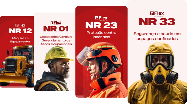 Capas dos treinamentos de NRs da Flex